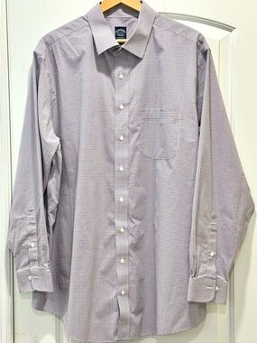 Brooks Brothers Shirt Mens Size 18 36/37 Plaid Non Iron Stretch Supima Cotton